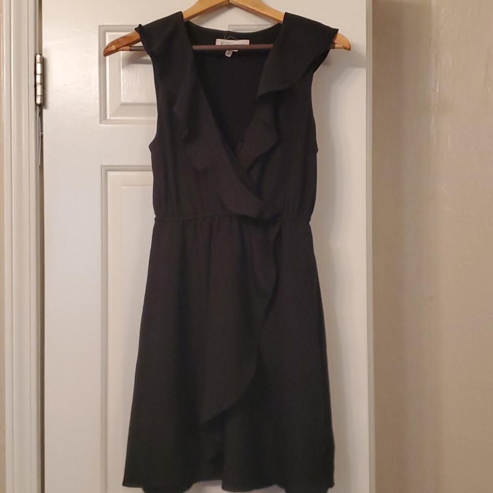 Black faux wrap dress